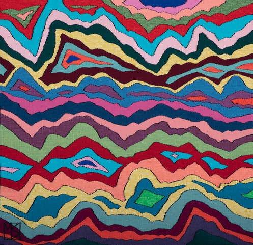 Flashback Strata is a woven tapestry that is part of Mary-Ann Sievert's current work. It is a series of five pieces depicting five different phases of her life. This series was inspired by “Portrait of the Artist as a Young Man” by James Joyce.
Via the artist