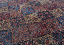 It features an elegant paneled garden design. Each compartment is filled with varied floral motifs, botehs, or medallions which create a lush and rhythmic visual field that evokes the classical Persian garden ideal.A richly detailed border of scrolling palmettes and rosettes. The finely woven construction and luminous palette of ivory, burgundy, mauve, apricot and indigo reflect the refined workshop tradition of Yazd. Which is verified by script in a cartouche which reads Makhsoos-e Yazd which roughly trans