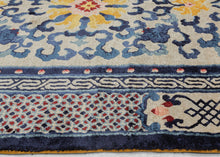 White & Blue Silk Tianjin Rug - 4’1 x 7’2