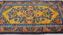 Blue & Yellow Silk Tianjin Rug - 4’ x 7’1