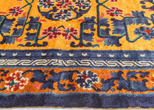 Blue & Yellow Silk Tianjin Rug - 4’ x 7’1