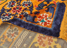 Blue & Yellow Silk Tianjin Rug - 4’ x 7’1