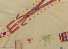 This Blouse was crafted in Afghanistan by the Hazara during the 20th century.

The Hazara are a distinct and often persecuted ethnic group that primarily live in Central Afghanistan and comprise a majority of the country's Shi'ite population. This blouse was embroidered in vibrant red, pink, purple, green and yellow silk on cotton. This embroidery style and design lexicon are classic Hazara production that can also be seen in well-known torba cloths.