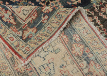 This Tabriz rug was handwoven during the early 20th century.

It features an all-over design of penguin-like&nbsp;botehs&nbsp;waddling row by row in alternating directions. The botehs shift slightly in proportion and placement giving the composition a wavy feel. Adding to the funky feel and nature of the rug the weaving style begins to change near the top from a crisper weave to a looser one while the colors used slowly begin to shift as the new weaver presumably began to run out of the original yarn.&nbsp;