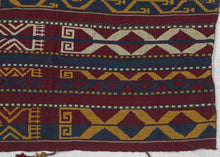 Northern Afghanistan Jajim white attained by using cotton. The stripes are rendered with both stepped and serrated edges.&nbsp; This very versatile textile can work as a rug, wall hanging, or throw. Initially intended for use in a tent as a divider, to cover belongings, as a sofreh, or likely all of these and more.