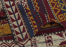 Northern Afghanistan Jajim white attained by using cotton. The stripes are rendered with both stepped and serrated edges.&nbsp; This very versatile textile can work as a rug, wall hanging, or throw. Initially intended for use in a tent as a divider, to cover belongings, as a sofreh, or likely all of these and more.