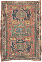 This striking piece is a masterclass in contrast—structural yet supple, bold yet intricate. Woven in the complex weft-wrapping technique characteristic of the Soumak tradition, it showcases a dynamic interplay of serrated medallions, latch-hook forms, and meandering vine motifs and stylized fauna.