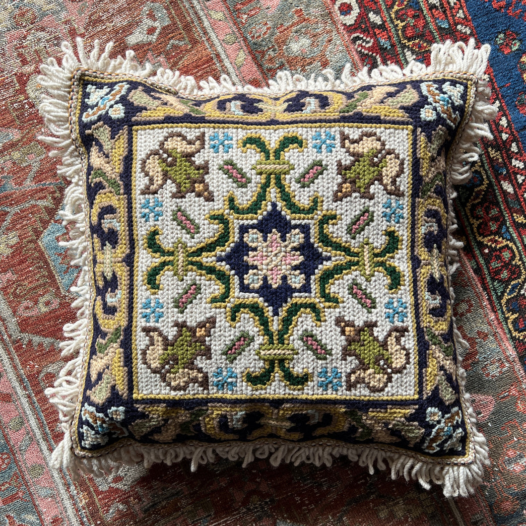 Portugese Needlepoint Pillow  - 21” x 21”