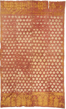 19th century Phulkari is a tradition of folk embroidery from the Punjab region that encompasses both India and Pakistan. This Phulkari was crafted in four strips and composed&nbsp; of ivory and gold silken thread atop terracotta dyed cotton.