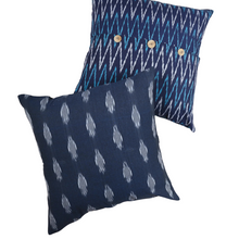 Midnight Blue Handwoven Ikat Pillow - 20" x 20"