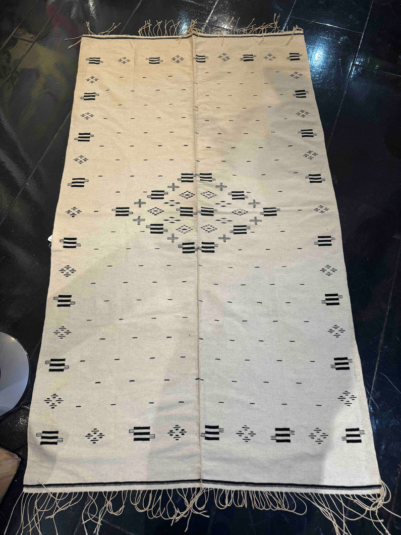 Black and White Saltillo Sarape - 3'8 x 6'8