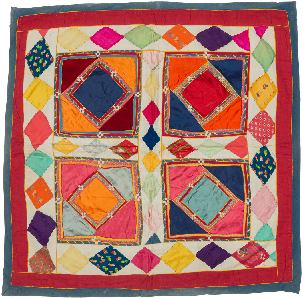 Chakla are square appliqué textiles from a broad region stretching from Gujarat and Rajasthan in India to the Multan region of present-day Pakistan. Used as wall hangings, table coverings, and ceremonial textiles, they also formed an important part of a young woman’s dowry in communities such as the Banjara, where they were displayed during wedding celebrations. More than decorative objects, chakla reflect the rich artistic traditions and communal life of the region.