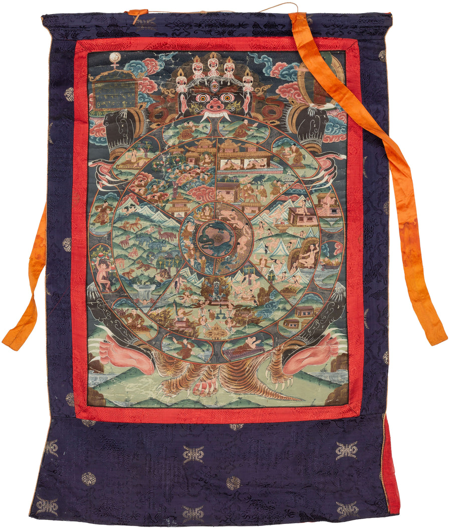 Tibetan Wheel of Life Thangka
 - 2' x 2'9