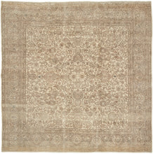 A softly washed-out mid-century Sivas rug handwoven in central Anatolia, featuring an even, atmospheric palette and a finely detailed floral field. The original drawing remains legible yet subdued, creating a gentle, almost parchment-like surface where pattern and ground merge into a cohesive whole. Subtle animal figures are interwoven within the scrolling arabesques, revealing themselves gradually and rewarding closer looking.