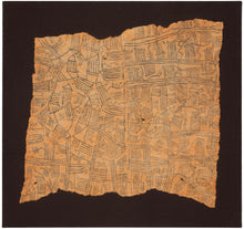 A finely painted bark cloth by the Mbuti people of the Democratic Republic of Congo, dating to the mid 20th century. The cloth is decorated with a dense, rhythmic field of linear motifs, geometric divisions, and abstract forms painted in dark pigment across the warm natural bark fiber ground.

Mbuti bark cloths are closely associated with the Ituri Forest, where the visual language of these works is often understood in relation to the surrounding environment. Rather than being read as fixed symbols in a lit