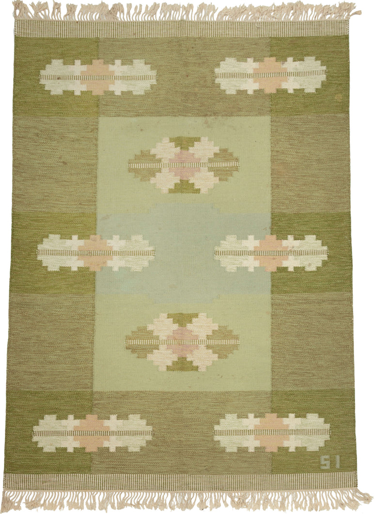 Sage & Celadon Midcentury Swedish Kilim