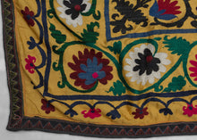 Vintage Yellow Uzbek Suzani - 4'6 x 5'8