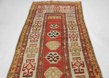 Bright & "Fluffy" Kazak Runner - 3'6 x 10'