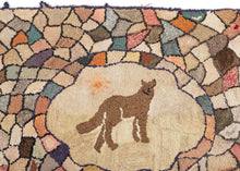 Antique Wolf Hooked Rug - 2' x 3'