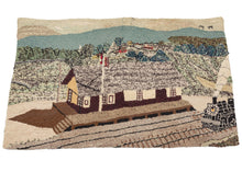 Vintage Train Station Hooked Rug - 2'4 x 1'6