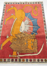 Lion and Sun Vintage Gabbeh Rug - 3’4 x 5’