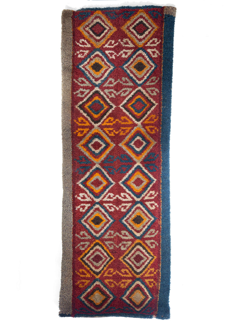 Central Asian Uzbeki Handwoven Shaggy Julkyr Sleeping Mat Runner