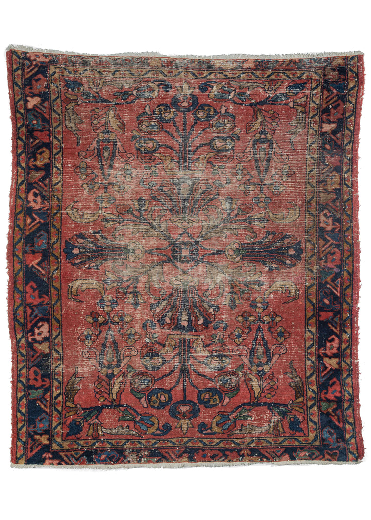 Persian Sarouk worn Scatter Rug 