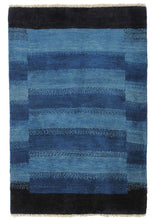 Contemporary Modern Abstract blue and black South Persian Lori Gabbeh Rug