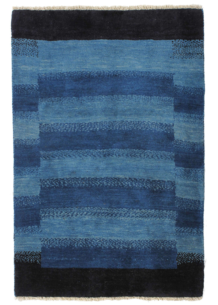 Contemporary Modern Abstract blue and black South Persian Lori Gabbeh Rug