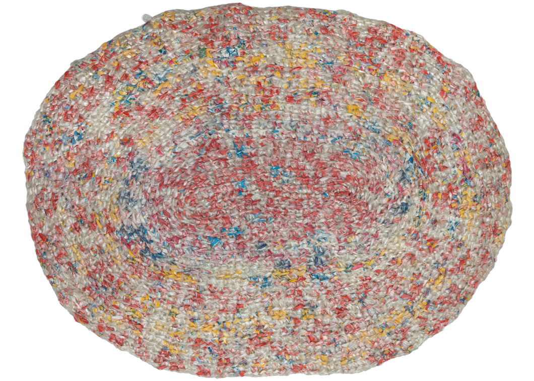 Crocheted Bread Bags Oval Rug - 1'10 x 2'5