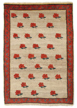 Vintage red rose handwoven South Persian Lori Gabbeh Area Rug