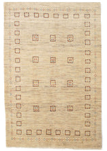 Contemporary Modern Minimal Handwoven South Persian Gabbeh Area Rug with colorful boxes