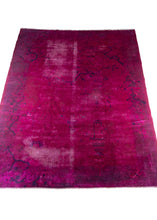 Chinese Art Deco Magenta overdye room size rug