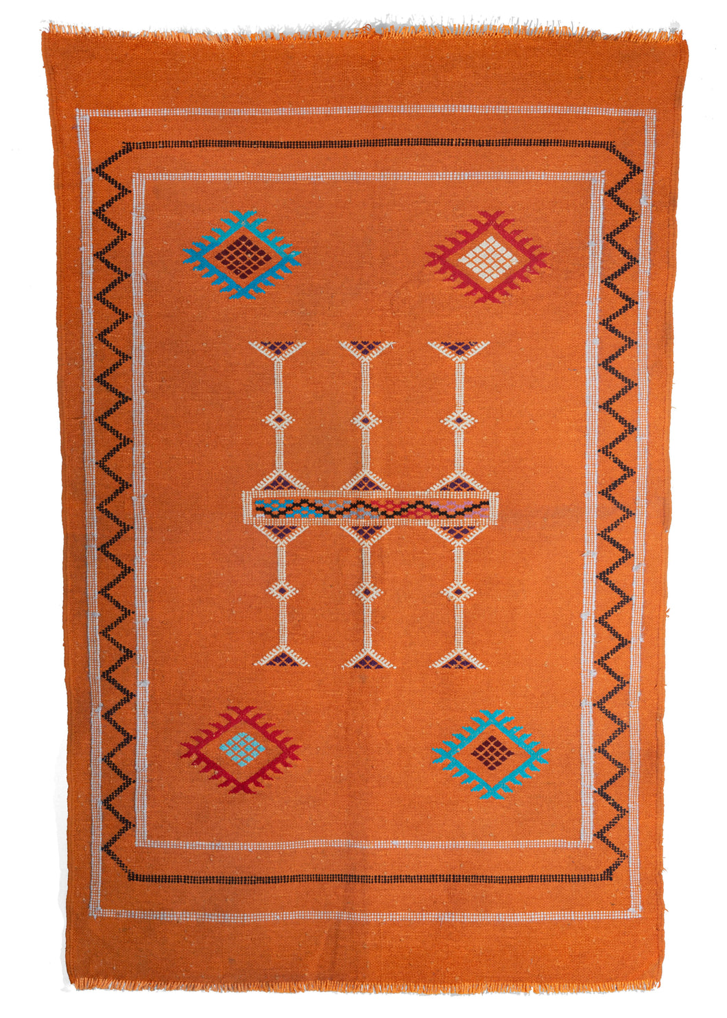 Vintage Moroccan Berber Chenille Soumak Kilim