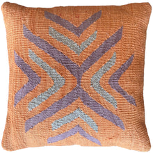 handwoven natural dyed orange and purple Turkish pillow