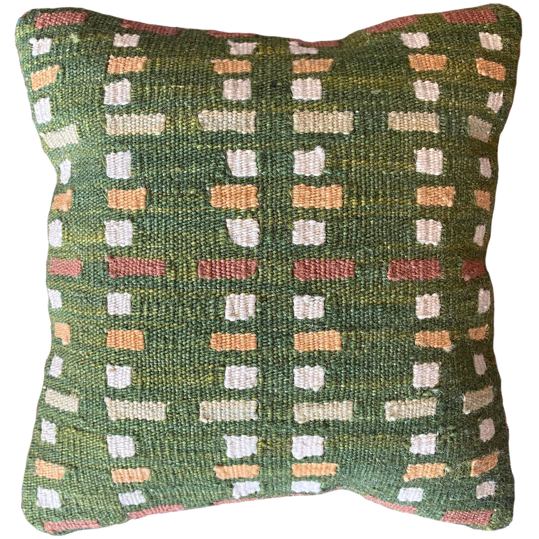 handwoven natural dyed green Turkish pillow