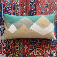 handwoven natural dyed green and tan Turkish pillow