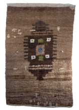 Mid Century Handwoven Turkish Tulu shag rug sheep